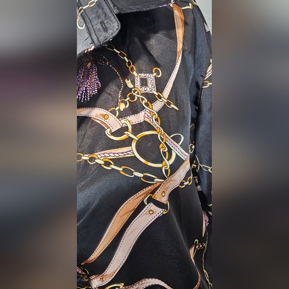 Zeroyaa Men's Luxury Printed Silk Like Satin Button Down Dress Shirt Large NWT - Picture 6 of 12